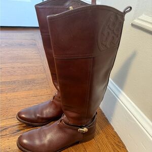 Tory Burch Brown Leather Riding Boots